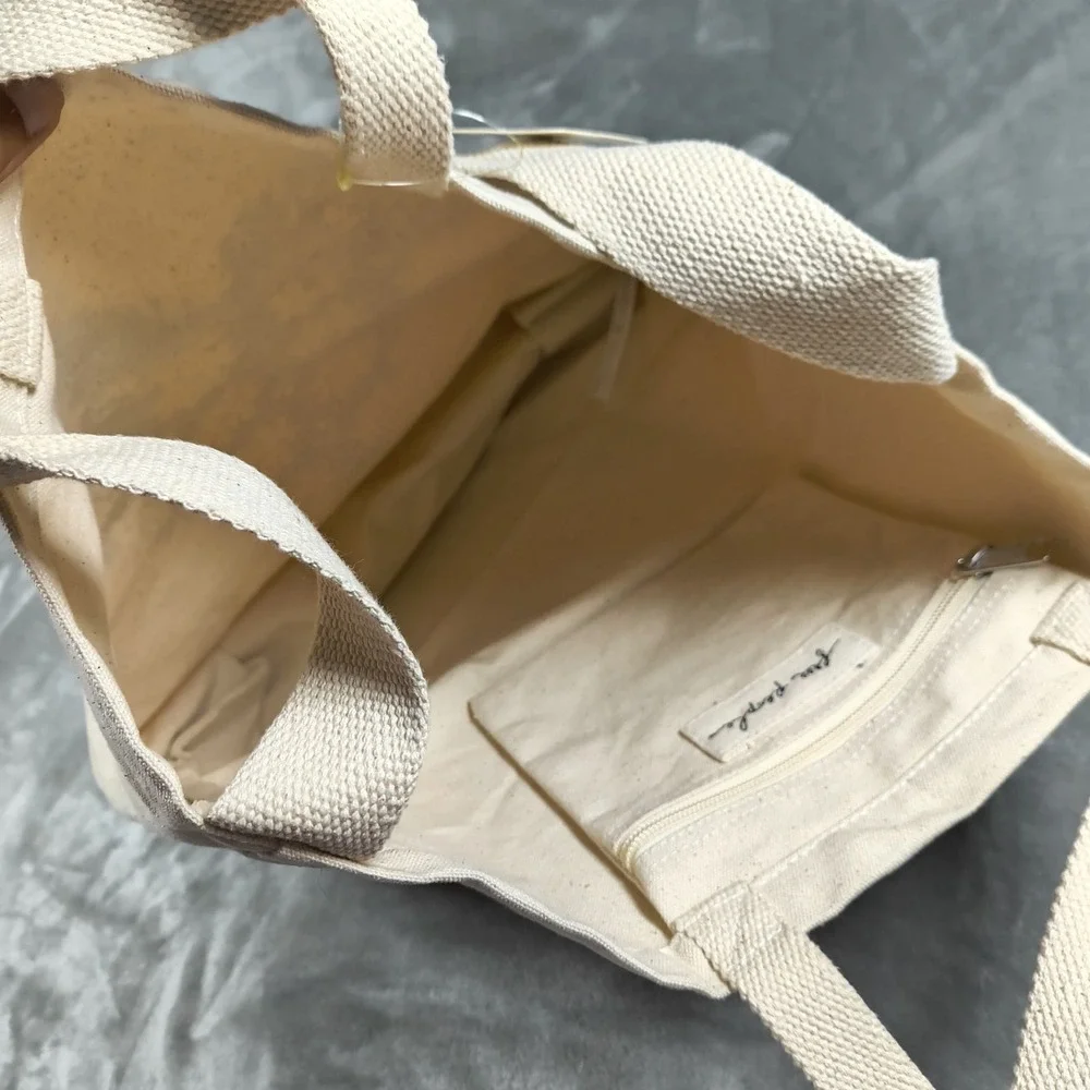Free People Totebag Black Ivory Going Places‎ Heart Flowers Zip Shoulder Bag New